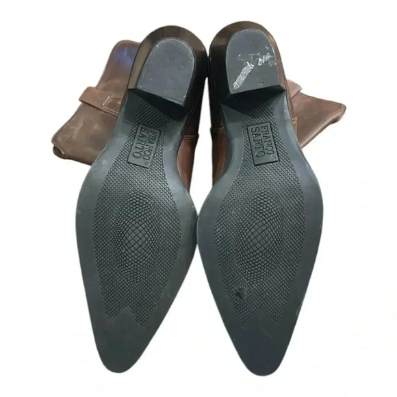 Franco Sarto Brown Leather Pointed Toe Western Boots with Stitching Size 5 - Picture 8 of 10